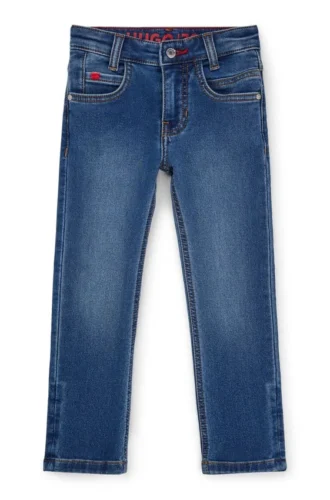 Blaue Slim-Fit-Jeans für Kinder aus gestricktem Denim