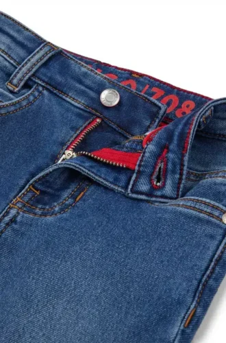 Blaue Slim-Fit-Jeans für Kinder aus gestricktem Denim