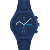 Blaue Uhr mit Silikonarmband mit Logo