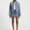 Blauer Minirock aus festem Denim mit Halbplissee