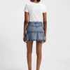 Blauer Minirock aus festem Denim mit Halbplissee