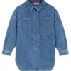 Blaues, locker sitzendes Kinderhemd aus Baumwoll-Denim