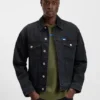 Blaues-schwarzes Jacke in Regular-Fit aus festem Denim