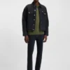 Blaues-schwarzes Jacke in Regular-Fit aus festem Denim