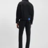 Blaues-schwarzes Jacke in Regular-Fit aus festem Denim