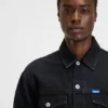 Blaues-schwarzes Jacke in Regular-Fit aus festem Denim