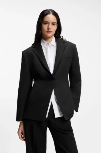 Blazer in lockerer Passform aus Seersucker mit Kettengürtel