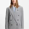 Blazer in lockerer Passform mit Emaille-Blumenbrosche