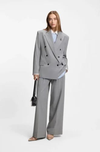 Blazer in lockerer Passform mit Emaille-Blumenbrosche