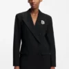 Blazer in Oversize-Passform mit Strass-Reversbrosche