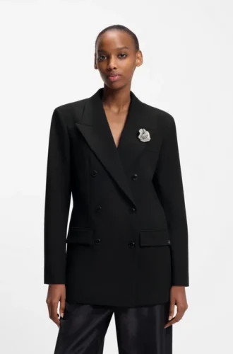 Blazer in Oversize-Passform mit Strass-Reversbrosche