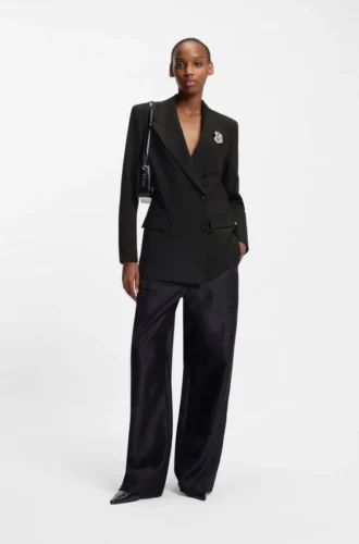 Blazer in Oversize-Passform mit Strass-Reversbrosche