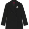Blazer in Oversize-Passform mit Strass-Reversbrosche