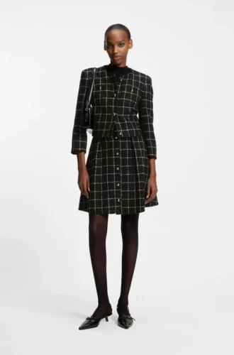 Blazer in Regular-Fit aus kariertem Bouclé
