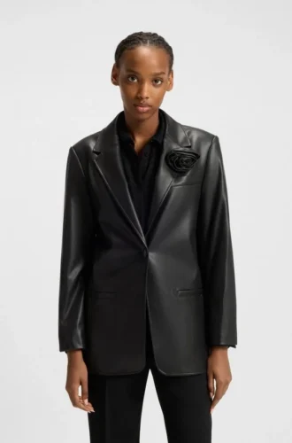 Blazer in Regular-Fit aus Kunstleder