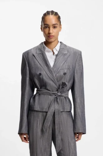 Blazer in Regular-Fit aus meliertem Denim