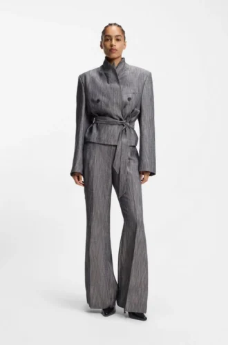 Blazer in Regular-Fit aus meliertem Denim