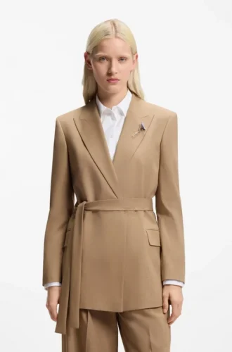 Blazer in Regular-Fit aus meliertem Stretchstoff