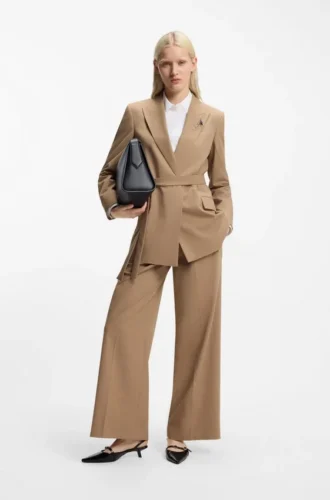 Blazer in Regular-Fit aus meliertem Stretchstoff