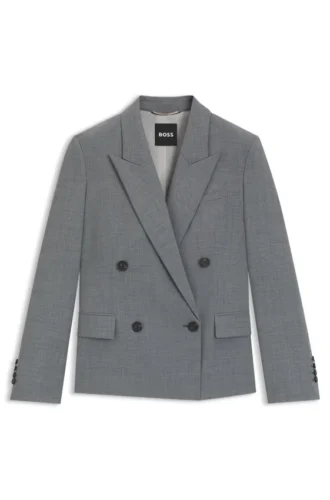Blazer in Regular-Fit aus melierter Schurwolle