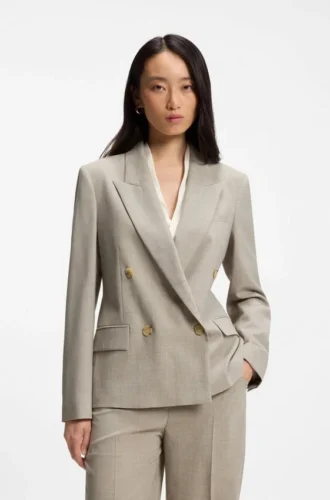 Blazer in Regular-Fit aus melierter Schurwolle
