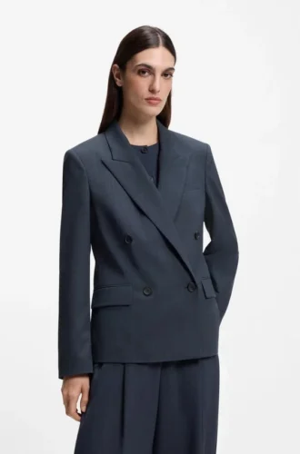 Blazer in Regular-Fit aus melierter Schurwolle
