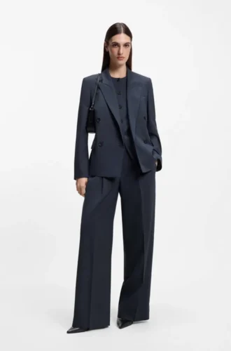 Blazer in Regular-Fit aus melierter Schurwolle
