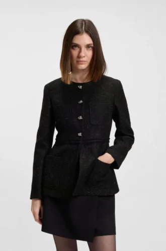 Blazer in Regular-Fit aus schimmerndem Bouclé