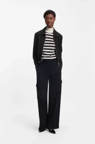Blazer in Regular-Fit aus weichem Crêpe