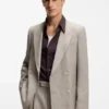 Blazer mit doppelter Knopfleiste in lockerer Passform und feinem Muster
