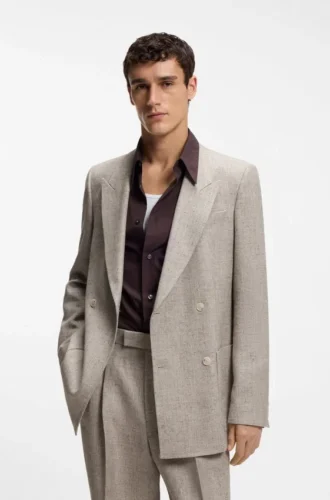 Blazer mit doppelter Knopfleiste in lockerer Passform und feinem Muster