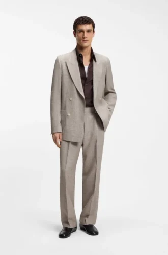 Blazer mit doppelter Knopfleiste in lockerer Passform und feinem Muster
