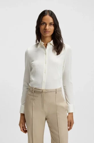 Bluse in extra schmaler Passform aus Baumwolljersey