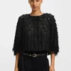 Bluse in lockerer Passform aus Feder-Jacquard
