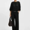Bluse in lockerer Passform aus Feder-Jacquard