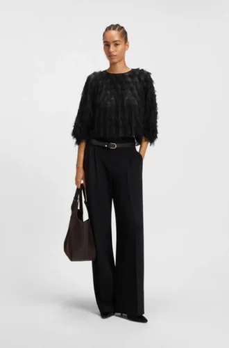 Bluse in lockerer Passform aus Feder-Jacquard