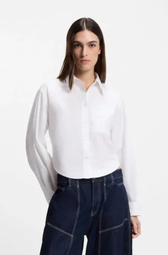 Bluse in Oversize-Passform aus Baumwollpopeline