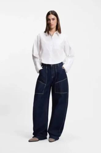 Bluse in Oversize-Passform aus Baumwollpopeline