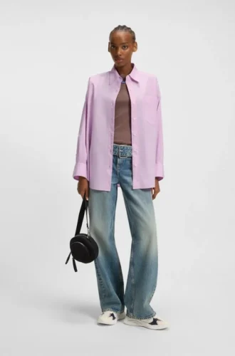 Bluse in Oversize-Passform aus Baumwollpopeline