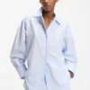 Bluse in Oversize-Passform aus gestreiftem Baumwollpopeline
