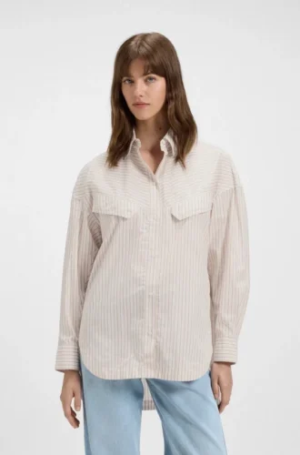 Bluse in Oversize-Passform aus gestreifter Baumwolle