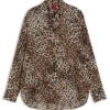 Bluse in Oversize-Passform mit Leopardenmuster