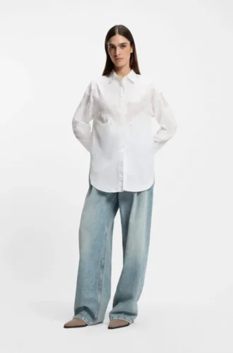 Bluse in Oversize-Passform mit Spitzenmotiv