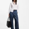 Bluse in Regular-Fit aus Baumwollpopeline mit verdeckter Knopfleiste