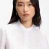 Bluse in Regular-Fit aus Baumwollpopeline mit verdeckter Knopfleiste