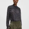 Bluse in Regular-Fit aus bedrucktem Crêpe-Georgette Bluse in Regular-Fit aus bedrucktem Crêpe-Georgette