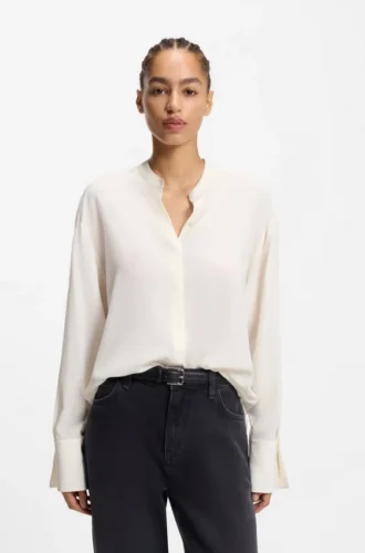 Bluse in Regular-Fit aus sandgewaschener Seide