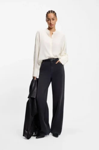 Bluse in Regular-Fit aus sandgewaschener Seide