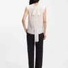 Bluse in Regular-Fit aus sandgewaschener Seide mit Bindeband am Hals