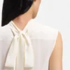 Bluse in Regular-Fit aus sandgewaschener Seide mit Bindeband am Hals